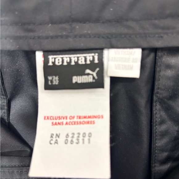 New Puma + Ferrari (36 X 32) Black Nylon Golf  Pants - Picture 6 of 8
